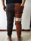 Men's Knitted Pants Autumn Winter Color Matching Acrylic Knitted Trousers Casual Pants Men Autumn Winter Warm Drawstring