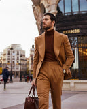 Foesce Male Suit 2Piece Solid  Custom Double-Breasted Solid Sarmt Casual Banquet Wedding Groom Best Man Outfit
