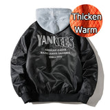 Men's Bomber Jacket Winter&Autumn Embroidery Baseball Jacket Hooded Removable Coat Couple Varsity Hiphop Unisex Streetwear