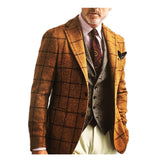 Foesce Vintage Check Men Tuxedos England Style Streetwear Fashion Male Plaid Blazer Party Wedding Groom Prom Suit Coat 1 Piece