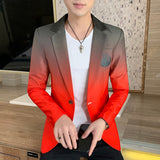 Foesce New Men's Blazer Fashion Spring Summer Clothing Male Suit Jacket Gradient Color Casual Slim Fit Fancy Party Singer Blazzer Coat