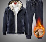 Cashmere Suit Winter Men Tracksuit Fleece Warm Hoodie Pants Clothing Winter Casual Men Set Plus Size Velvet 2 Pieces Set