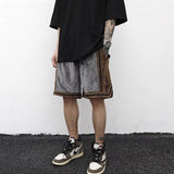 Hip Hop Casual Shorts Embroidery Color Block Patchwork Jogger Cargo Cotton Short Pants Men Loose Streetwear Sweatpants