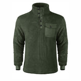 Men Winter Fleece Pullover Sweatshirt Jacket Button Collar Warm Sweater Coat Simple Fashion Temperament Blouse Roupas Masculinas