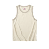 Akkad Kuti New Retro Casual Tank Top Men 100% Cotton Stitching Color Loose Tops Male O-Neck Sleeveless Oversize Vest Summer