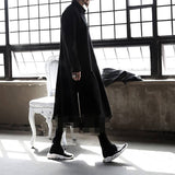 Super long dark long-sleeved men's shirt side slits tide men's shirt hair stylist nightclub hair stylist hip hop loose