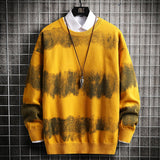 Foesce Oversized Mens Knitted Sweater Striped Gradient Sweaters Jumper Pullover Hip Hop Harajuku Black Sweater Men