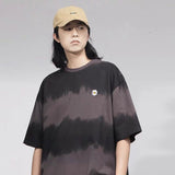 Harajuku Tie Dye Striped Graphic T Shirts Men Short Sleeve Cotton Oversize Loose Tees Tops Summer Hip Hop Streetwear