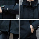 Men's windbreaker medium length jacket men's hooded men's jacket casual coat coat