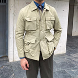 Foesce New Men Clothing Spring High Quality Casual Men's Gentleman Hunting Jacket Elastic Waist Japanese Retro Fashion Coat