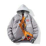 Streetwear Winter Jacket Men Women Hip Hop Letter Basketball Jacket Casual Varsity Jacket Men Cartoon Anime Couple Male Two Side