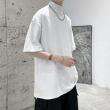 Streetwear  Turtleneck Men Tshirt Solid Color Hip Hop Male Oversized T shirts Man Casual Short Sleeve Top Tees