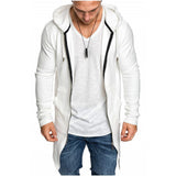 Autumn And Winter New Arrive High Streetwear Mens Hoodies Zipper Hoodies Men Long Jacket Men Slim Fit Hooded Trench Coat Men