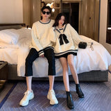 Women Fashion Patchwork Couple Casual Preppy Style Popular Ulzzang Design Simple Daily Chic Comfortable Basic Retro