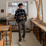 men's wear plaid sweater autumn witner new Korean style loose pullover knitted tide tops all-mtch cintage