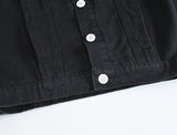 Foesce New Men's Fashion Casual Black Hooded Sleeveless Vest Denim Vest Jacket Street Punk Style Denim Vest Multiple Size Options M-6XL