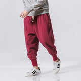 Foesce Korean Fashion Men Casual Harem Pants Japanese Streetwear Cotton Linen Trousers Chinese Kung Fu Tai Chi Uniform Sport Sweatpants