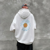 Foesce Mens Hoodies Autumn Winter Floral Print Fleece Hooded Sweatshirts Men Harajuku Thicken Warm Coats Plus Size Pullovers