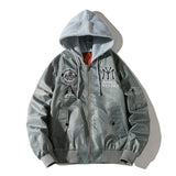 Men's Bomber Jacket Winter&Autumn Embroidery Baseball Jacket Hooded Removable Coat Couple Varsity Hiphop Unisex Streetwear