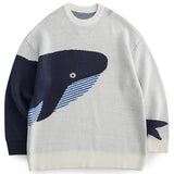 Lonely Whale Knitted Sweaters Spring Autumn Sweater Pullover Men Women Jumpers Harajuku Knitwear Outwear Streetwear Tops