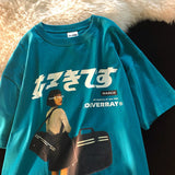Hip Hop Streetwear Harajuku T Shirt Girl Japanese Kanji Print Tshirt Summer Mens Short Sleeve Cotton Oversized T-Shirt