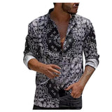 Men's Floral Shirt Long Sleeve Casual Shirt Fashion Rose Flower 3D Printed Turn-down Collar Slim Hawaii Shirt For Mens