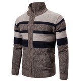 Foesce New Autumn Winter Cardigan Men Sweaters Jackets Coats Fashion Striped Knitted Cardigan Slim Fit Sweaters Coat Mens Clothing