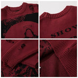 Foesce Harajuku Priest Salvation Printed Knitwears Women Streetwear Hip Hop Destroyed Hole Ripped Pullovers Jumper Oversized Men