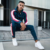 Foesce New Two-piece Zipper Sweatsuits Mens Sets Running Sport Running Suit Training Tracksuits Long Sleeve Hooded+Trousers Sports