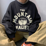Korean Men's Oversized Sweatshirts Graphic Printed Man  Casual Hoodies Winter Fleece Male Loose Pullovers Tops