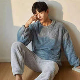 Men's Flannel Winter Thick Warm Long Sleeve Pijama Coral Velvet Sleepwear Suit Pyjamas Lounge Homewear Home Clothes