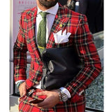 Foesce- 2 Pieces Business Wedding Mens Suits Scottish Style Slim Fit Groom Tuxedo MaleFashion Jacket with Pants New Arrival Office Wear