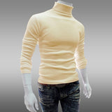 Autumn Winter Men's Sweater Mens Turtleneck Solid Color Pullovers Men Clothing Slim Fit Male Knitted Sweaters pull homme