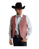 Foesce Men's Suede Slim Single-breasted Vest Casual Western Denim Vest Men's Casual Vest