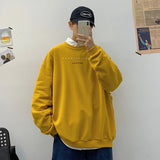 Korean Men's Oversized Sweatshirts Graphic Printed Man  Casual Hoodies Winter Fleece Male Loose Pullovers Tops
