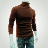Autumn Winter Men's Sweater Mens Turtleneck Solid Color Pullovers Men Clothing Slim Fit Male Knitted Sweaters pull homme