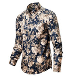 Mens Floral Shirts Vintage Printed Camisa Social Longs Sleeve Shirt Fashion Men Dress Camisa Social Masculina Streetwear