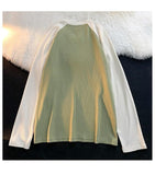 Long-sleeved T-shirt Men Women Extra Large Size Academy Vintage Niche Aesthetic Top Simple Stitching Personality Lover Shirt
