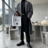 Winter Long Woolen Coat Men Warm Fashion Casual Thick Woolen Coat Men Korean Style Loose Oversized Woolen Coat Mens Overcoat