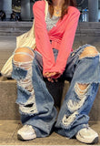 Foesce New Women Loose Vintage Female Pants Fashion Femme Harajuku Baggy Jeans Female Casual Funny Gothic straight-leg Summer Jeans ins