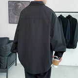 Men's Printing Long Sleeve Cargo Shirts Harajuku Black Shirt Korean Style Men Shirt Long Sleeve Vintage Clothes Streetwear S-5XL