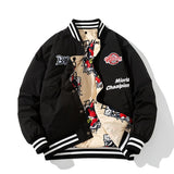 Streetwear Winter Jacket Men Women Hip Hop Letter Basketball Jacket Casual Varsity Jacket Men Cartoon Anime Couple Male Two Side