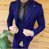 Foesce Mens Wedding Suits Groom Wear Tuxedos Prom Dresses Best Man Suit Party Suit Business Suit Three Pieces Suit( Jacket+Pants+Vest)