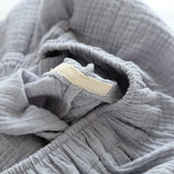 Autumn And Winter Men's Soft Solid Color Pajamas Set 100% Gauze Cotton Top+Pants 2PCS Sleepwear Loose Full Sleeve+Pants Homewear