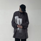 Gothic Cat T Shirt Streetwear Punk Tshirt Harajuku Summer Tops Spring Long Sleeve Couple Cool Ulzzang Loose Japan T-Shirt Male