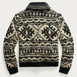Cardigan Male Jacquard Knitted High Street Turtleneck Men's Jacket Long Sleeve Casual Loose Zip Up Thick Warm Knitwear