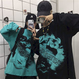 Spring Oversized Tshirt Women T Shirt Couple Korean High Street Letter Print Loose Long-sleeved T-shirt Top Gothic Punk Clothes