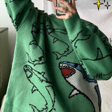 Jumper Sweater Men Women Winter Warm Pullover Harajuku Anime Sweat Tops Christmas Aesthetic Design Y2k Clothes Shark Green