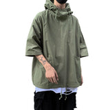 Hooded T shirt Men Summer Korean Half Sleeve Pullover Top Soft Large Pockets Loose Men T-shirt Streetwear