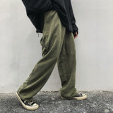 Spring Corduroy Pants Men's Fashion Solid Color Retro Straight Pants Men Streetwear Wild Loose Hip Hop Trousers Mens Overalls